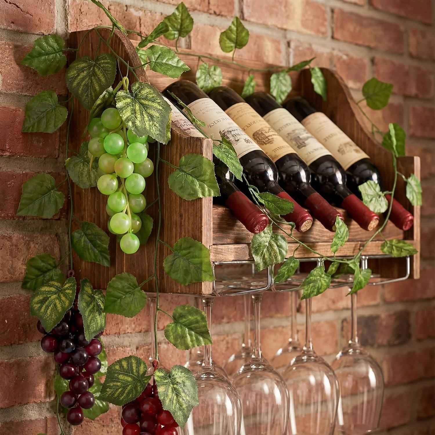 30 Pack Artificial Fake Grapes with 12 Strands Faux Grape Vines Hanging Plant Leaves Realistic Fruits Decoration for Home Party Garland Wedding Outside Decor