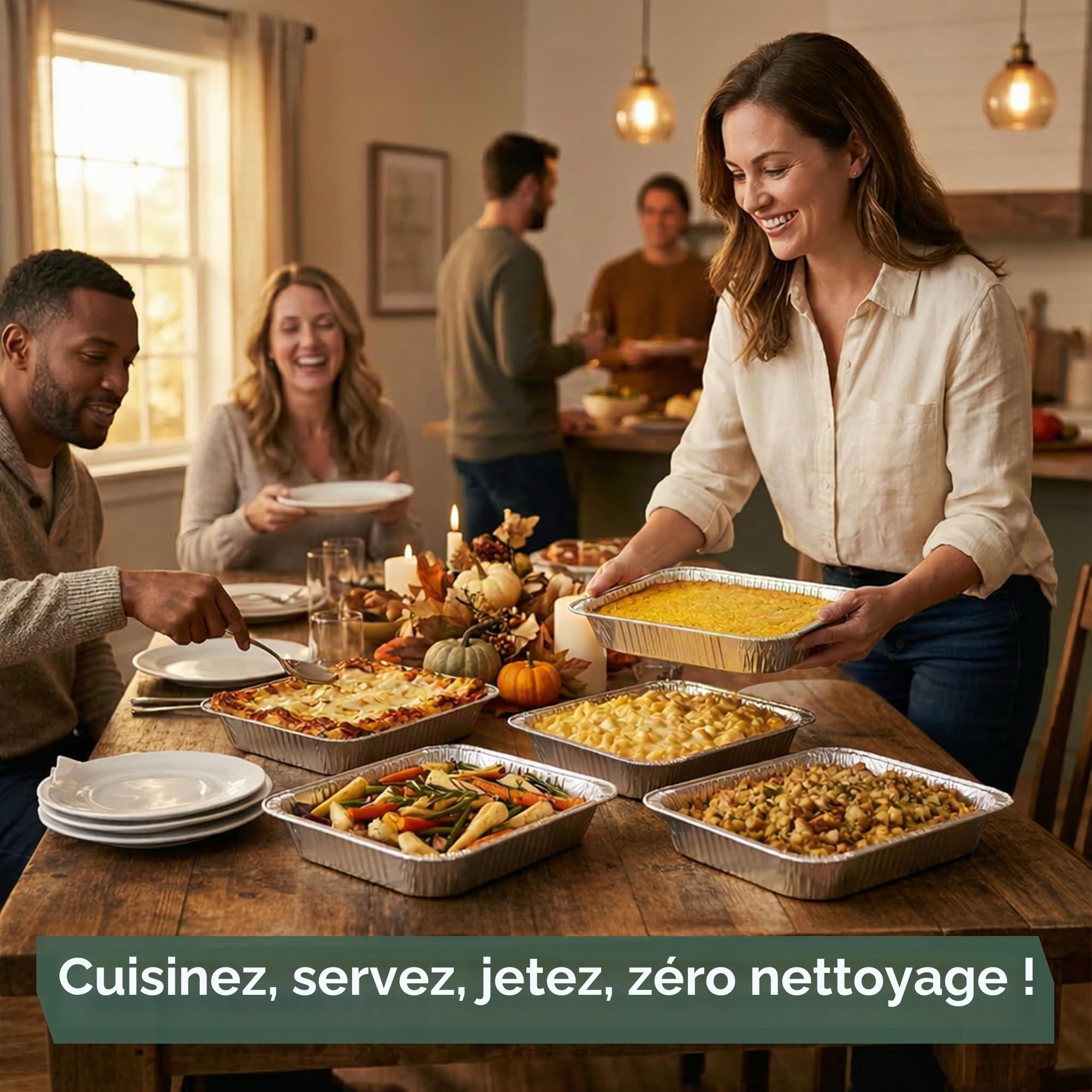 Zuvo - Grands plateaux en aluminium avec couvercles 32 x 26 x 7 cm (lot de 10) | Contenants alimentaires jetables très résistants pour la cuisine, la pâtisserie, le rôti, le barbecue, la préparation