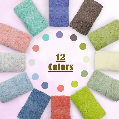 Miniatura 2 de Cleanbear Juego de 12 toallas de mano, 12 colores, 100% algodón, para baños y diferentes miembros de la familia, toalla de mano de baño ultrasuave