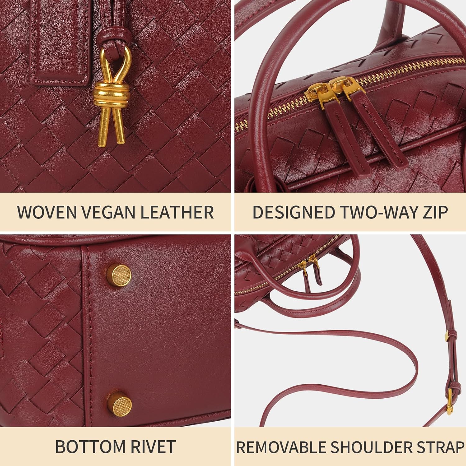 Women's Handmade Woven Top-handle Bag Fashion Leather Shoulder Handbag Crossbody Purse Woven Purse for Women - Image 7