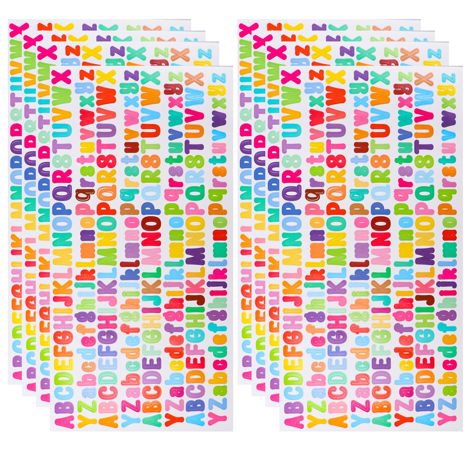 6 Sheets Alphabet Letter Stickers - Colourful Self Adhesive Letters for Decoration Arts, Scrapbook, DIY Crafts