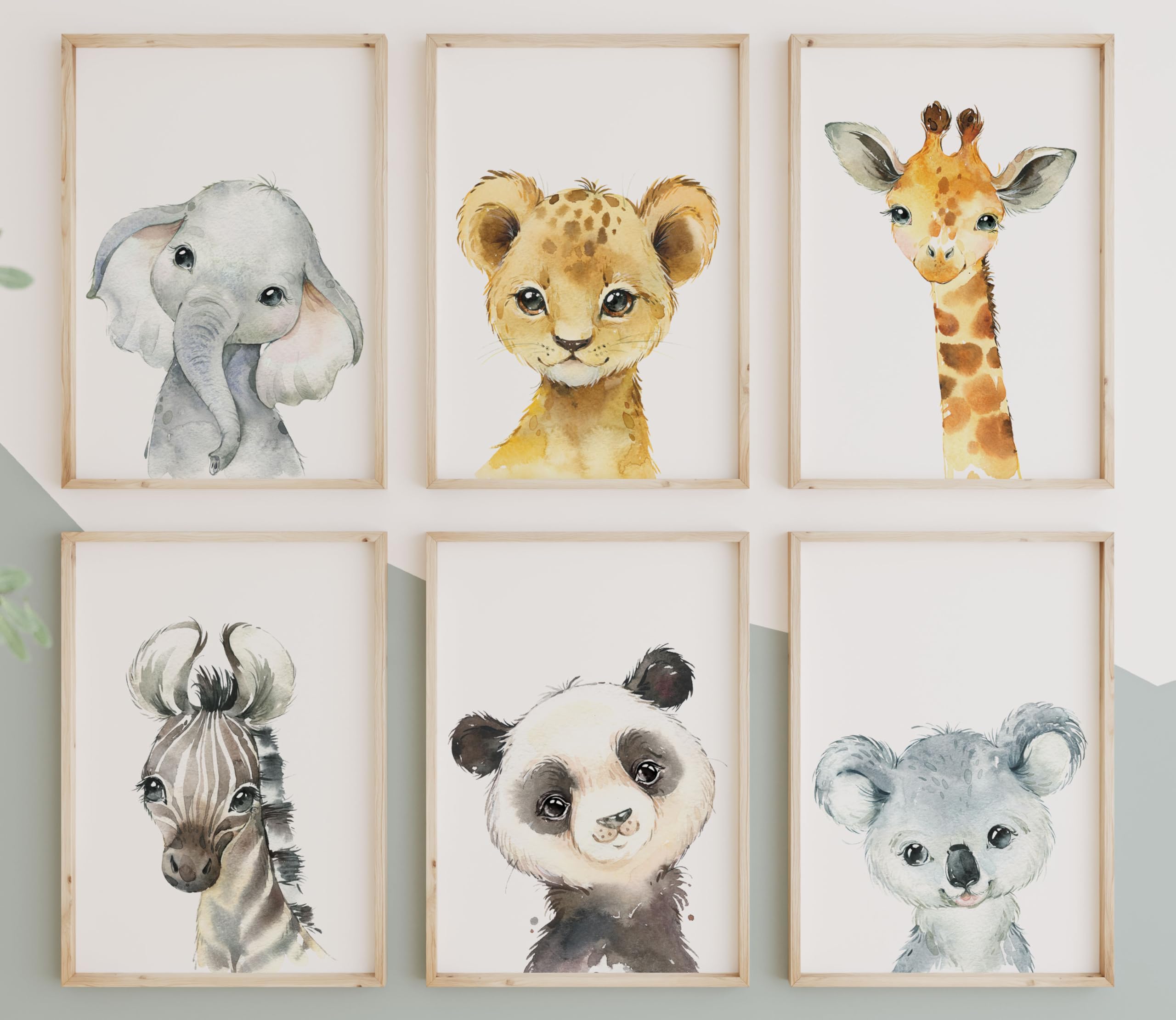 Eviepops Prints Colourful Safari Animals Set of 6 Unframed Poster Prints For Baby Girl or Boy Nursery Bedroom Playroom, Jungle Safari Theme Room Decor, Elephant Giraffe Lion Zebra Panda Koala (A4) โ image 1