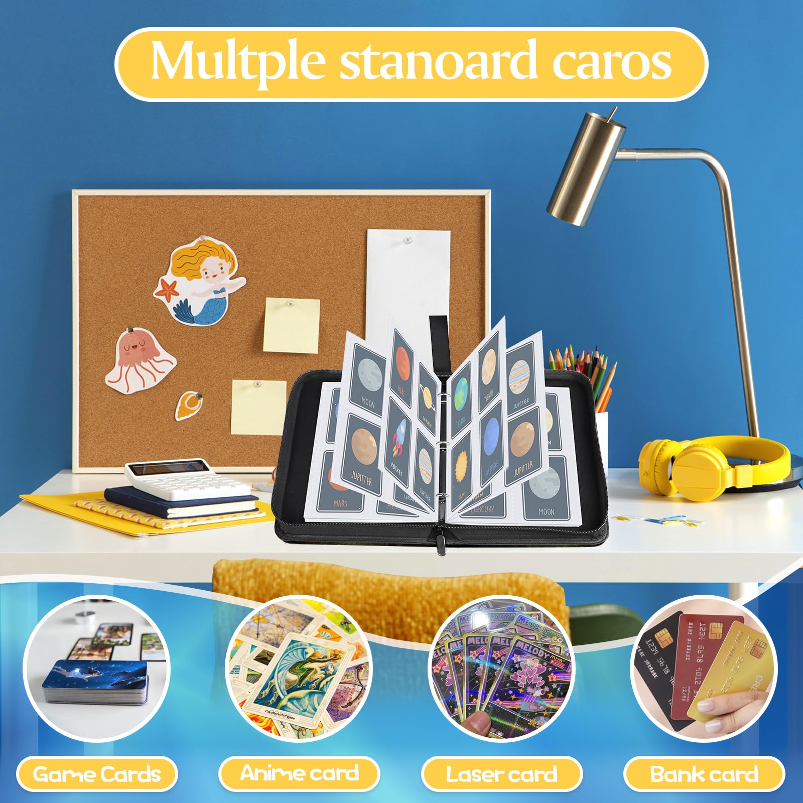 Sammelkarten Album, Karten Sammelalbum, 50 Seiten 400 Sammelalbum Karten Kapazität, Tragbarer Wasserdichter Sammelalbum, Mit Reißverschluss Sammelkartenalben, Karten Album Geschenk für Kinder - 5