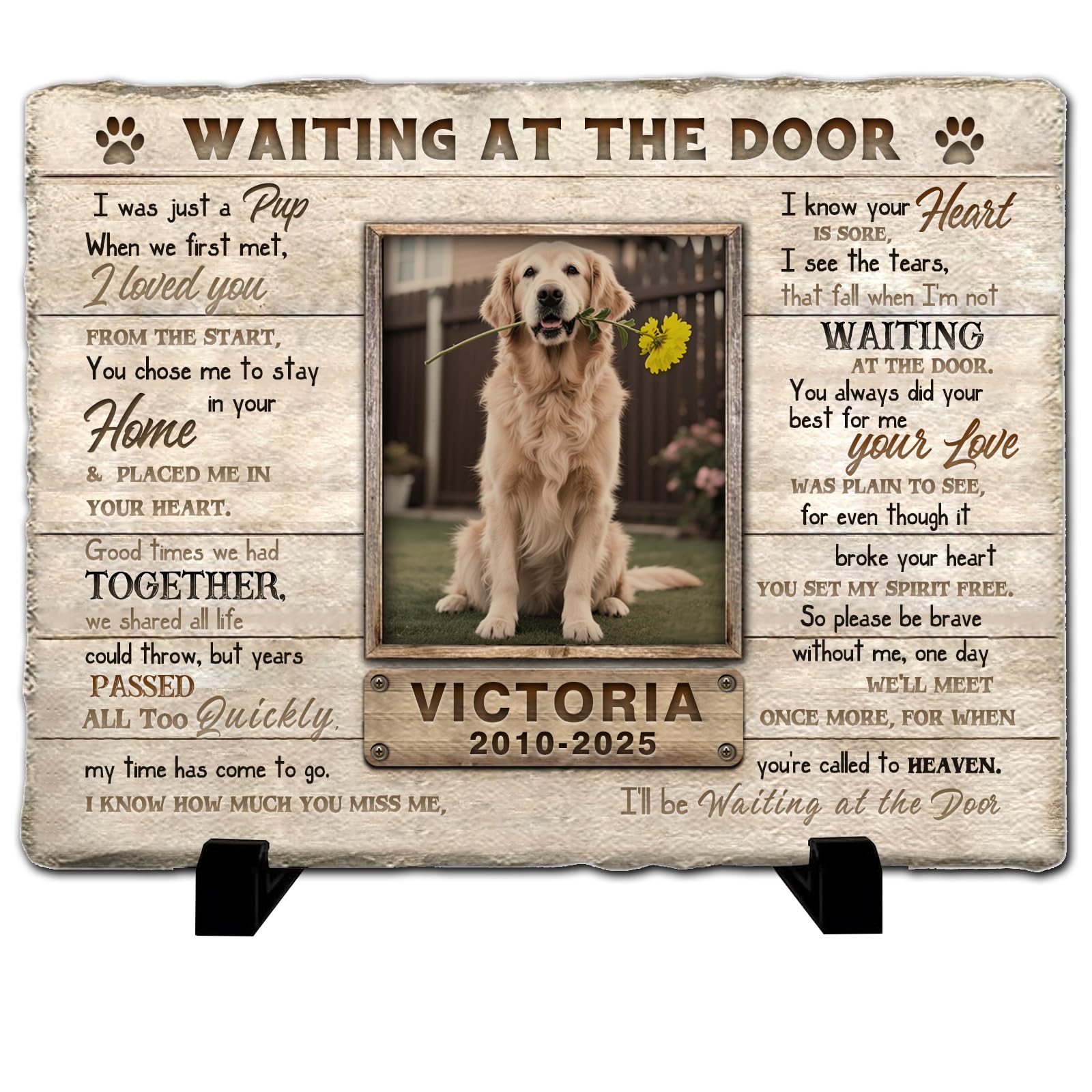 Personalized Pet Memorial Stone Custom Dog Memorial Gifts for Loss of Dog with Photo Name Date Dog Remembrance Gift Loss of Dog Sympathy Gift for Dog Cat Lovers (WS01)