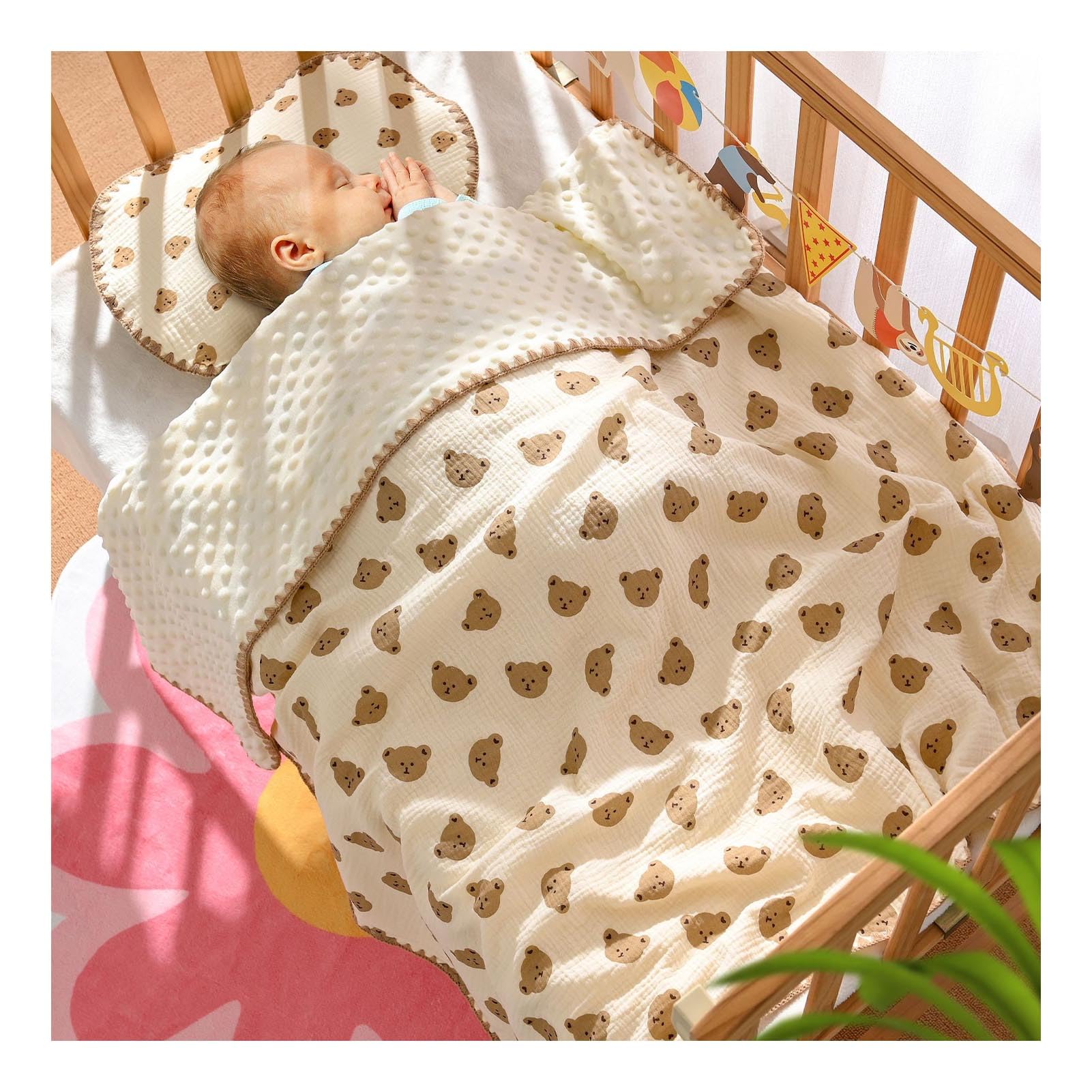 Wakects Coperta Estiva per Bambini, Motivo Punteggiato, Traspirante, Multifunzionale per Asilo e Passeggino