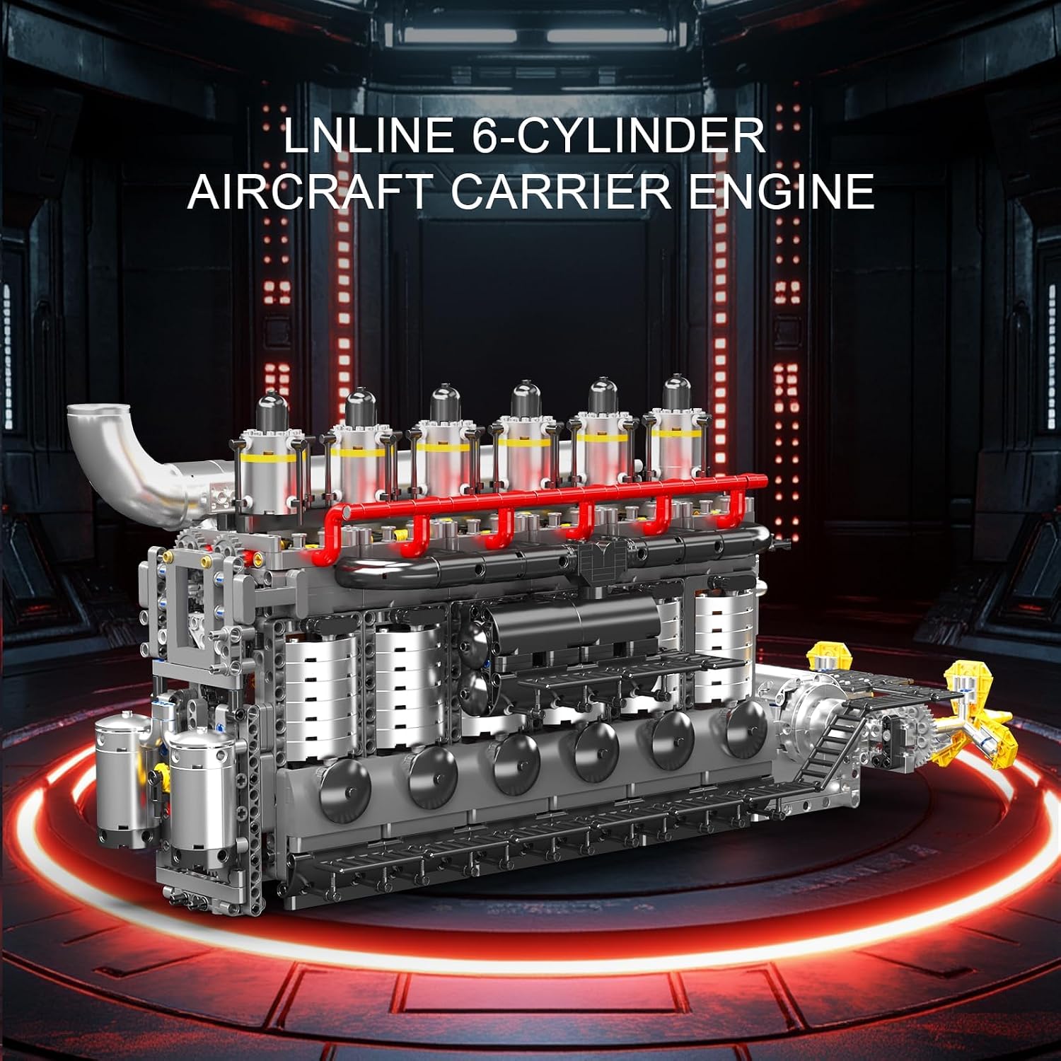 Mould King 10209 Aircraft Carrier Engine Building Set, 3222 Pieces Inline 6-Cylinder Military Aviation Engine Model Kit with Moving Pistons and Crankshaft, Project for Adult Collectors