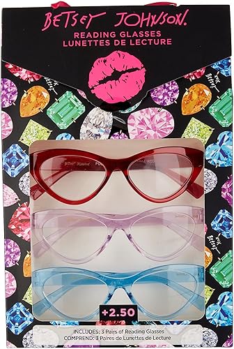 Betsey Johnson Juego de lentes de lectura Cateye para mujer 3 pr. + 2.50 Multi +2.5