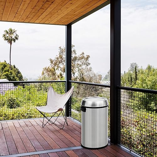 Miniatura 10 de GlowSol Basurero de cocina de gran capacidad de 17 galones, cubo de basura abierto comercial, cubo de basura de acero inoxidable cepillado