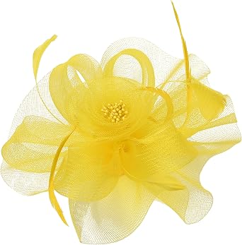 FELIZHOUSE Fascinators for Women Tea Party Hat Birdcage Veil Feather Flower Cocktail Wedding Headband with Clip