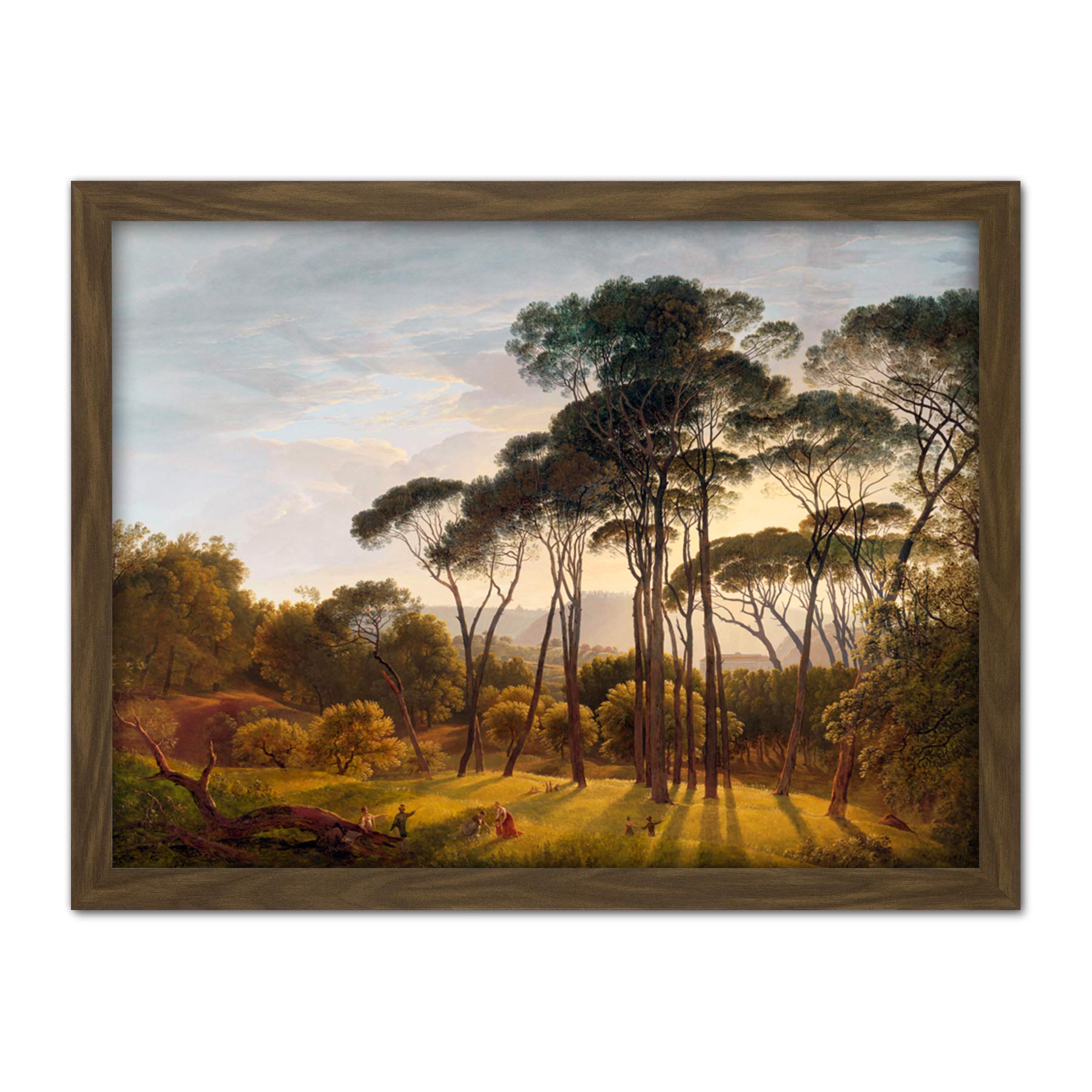 Artery8 Voogd Italian Landscape Umbrella Pines Painting Artwork Framed Wall Art Print 18X24 Inch