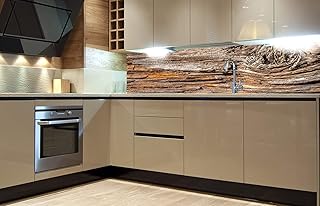 Paraschizzi Auto-Adesiva per la Cucina Corteccia di Albero 180 x 60 cm | Resistente all’Acqua | QUALITA‘ Premium