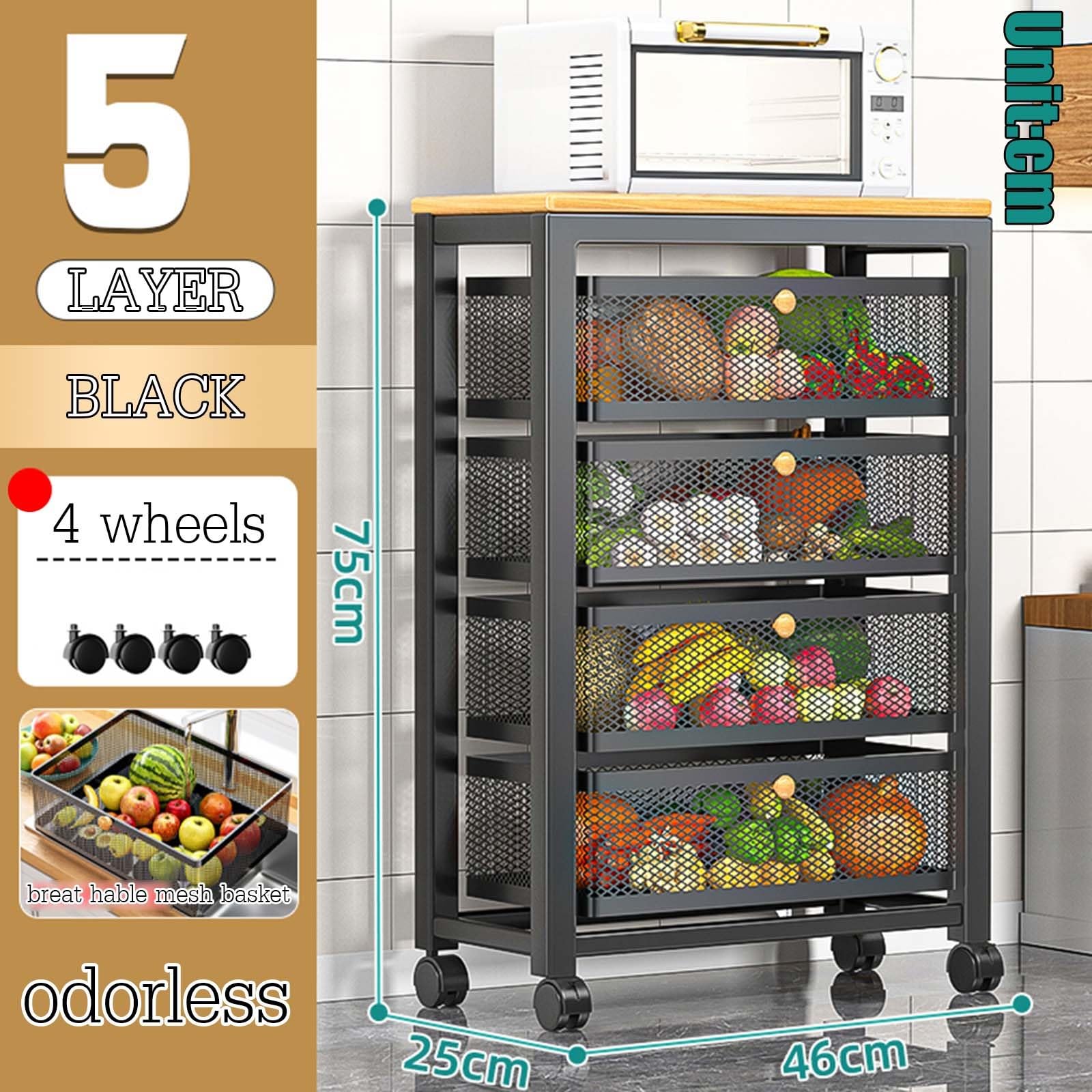 Carrito delgado con ruedas y armario alto Sto – Estantería para cocina, baño, lavandería y oficina – Aparador versátil y armario de bar con ruedas.
