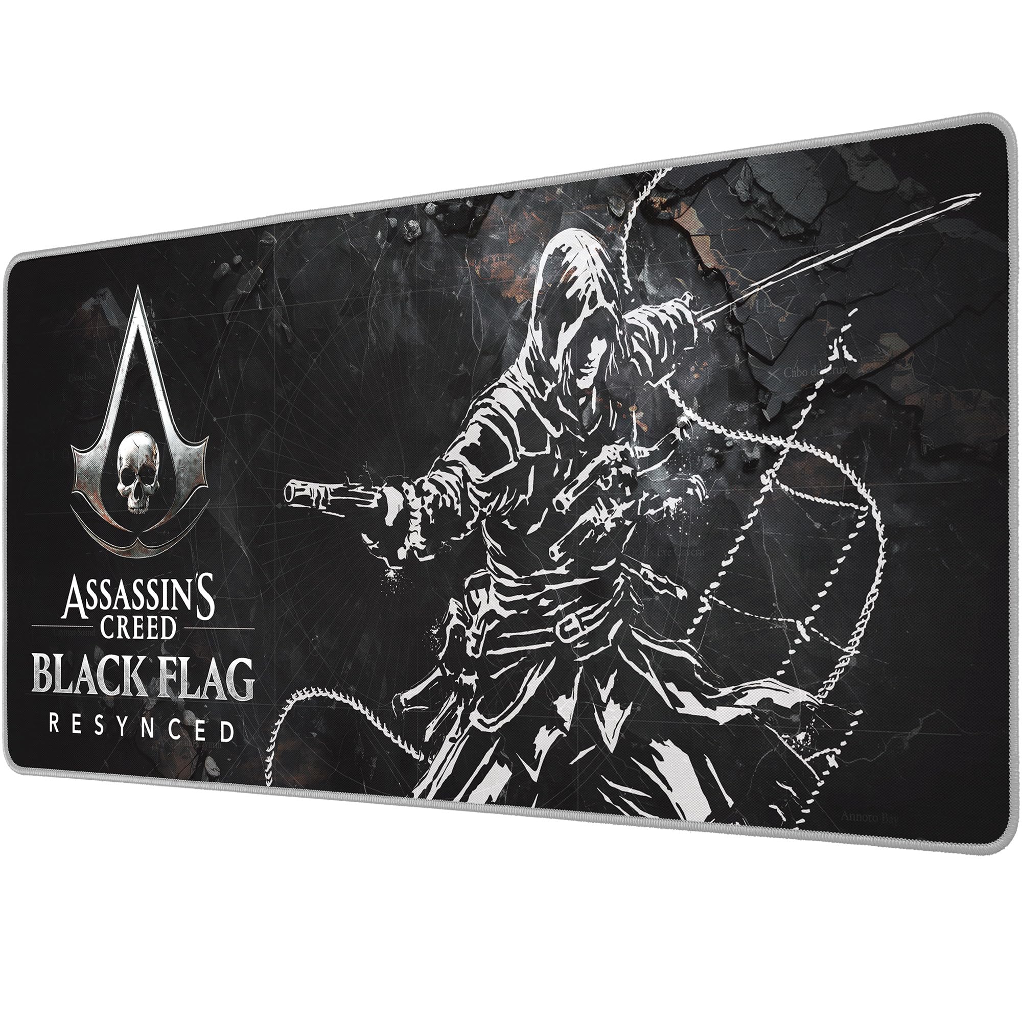 Subsonic - Tappetino per Mouse XXL Assassin’s Creed Black Flag - Tappetino da Scrivania 90x40 cm – Tappetino con Superficie Liscia Ottimizzata per Sensori del Mouse, base Antiscivolo, Stabile