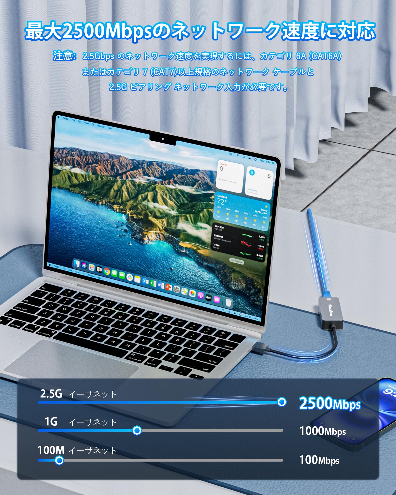 USB-A 有線LANアダプター 2.5G超高速 USB3.2 to RJ45 2500Mbps ギガビットイーサネット LAN USB 変換アダプタ Windows/Mac OS/Linus/Switch等対応 軽量・小型設計 - 2