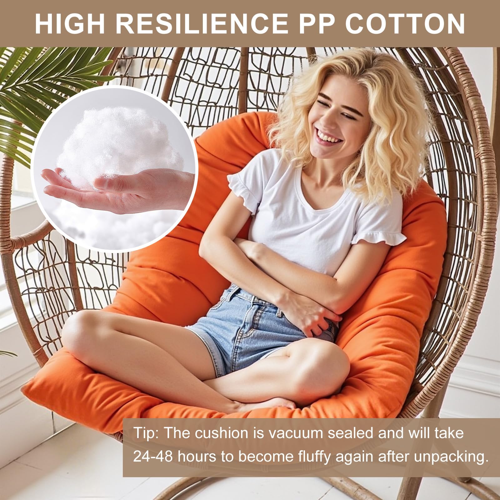Silla de huevo morado transpirable, de repuesto, resistente a la intemperie, para patio al aire libre y uso en interiores, cesta colgante impermeable para balcón y conserva