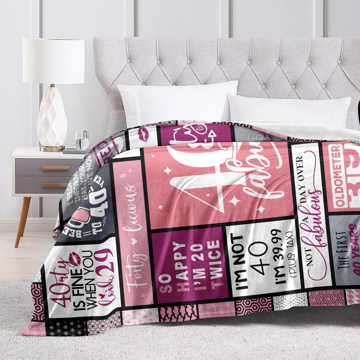 40th Birthday Gifts Women, 40 Year Old Birthday Gifts for Women, Forty Bday Gift 1986 40th Bday Decorations Woman, 40 Yr Old Birthday Gift Blanket 60"x50" - Image 4