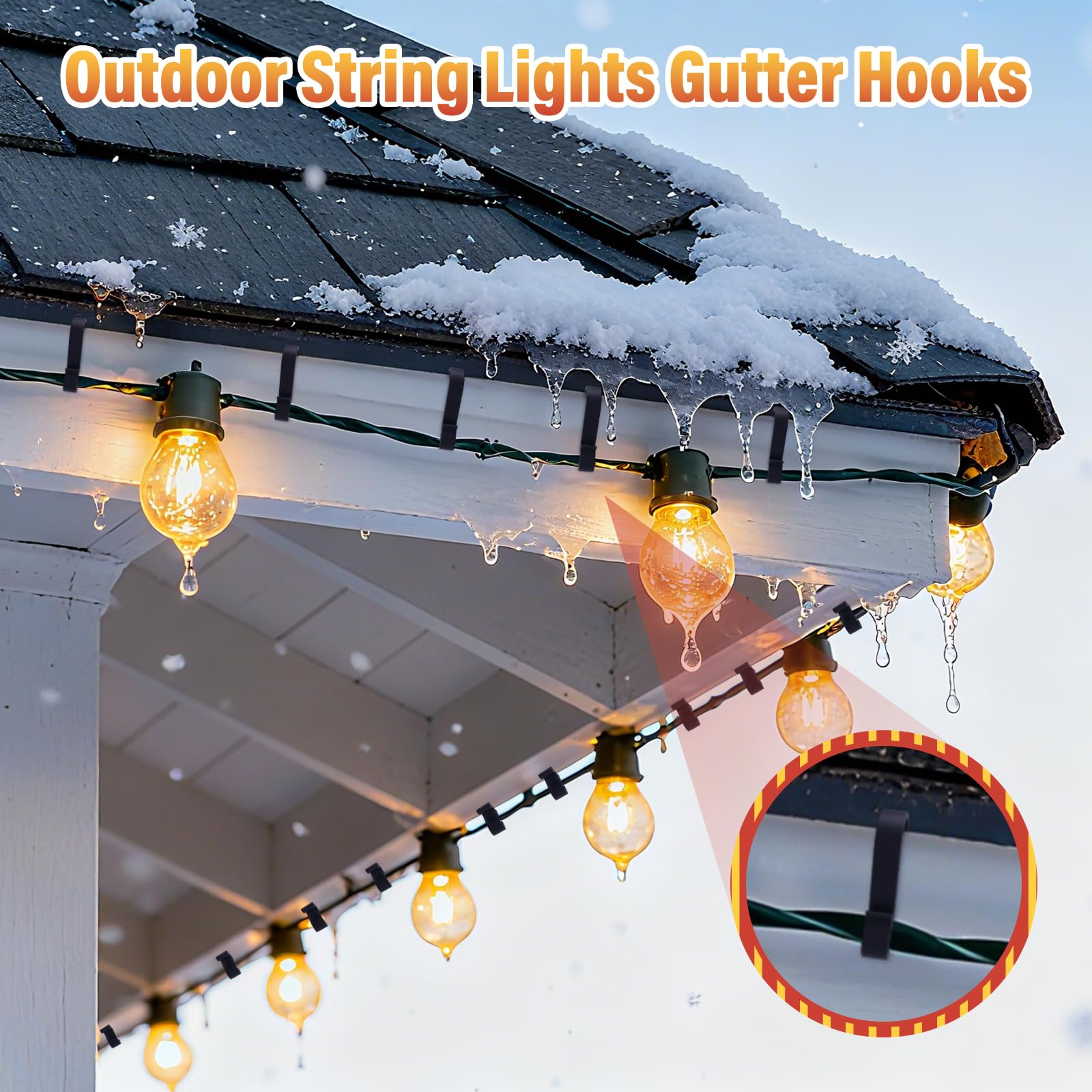 Gcstnn Dachrinnenhaken für Lichterkette, 40x Befestigung Lichterkette Outdoor Dachrinnenhalter Dachrinne Sunststoff für Weihnachten Lichterketten Weihnachtsbaum Außen-Schwarz Küche, Haushalt & Wohnen
