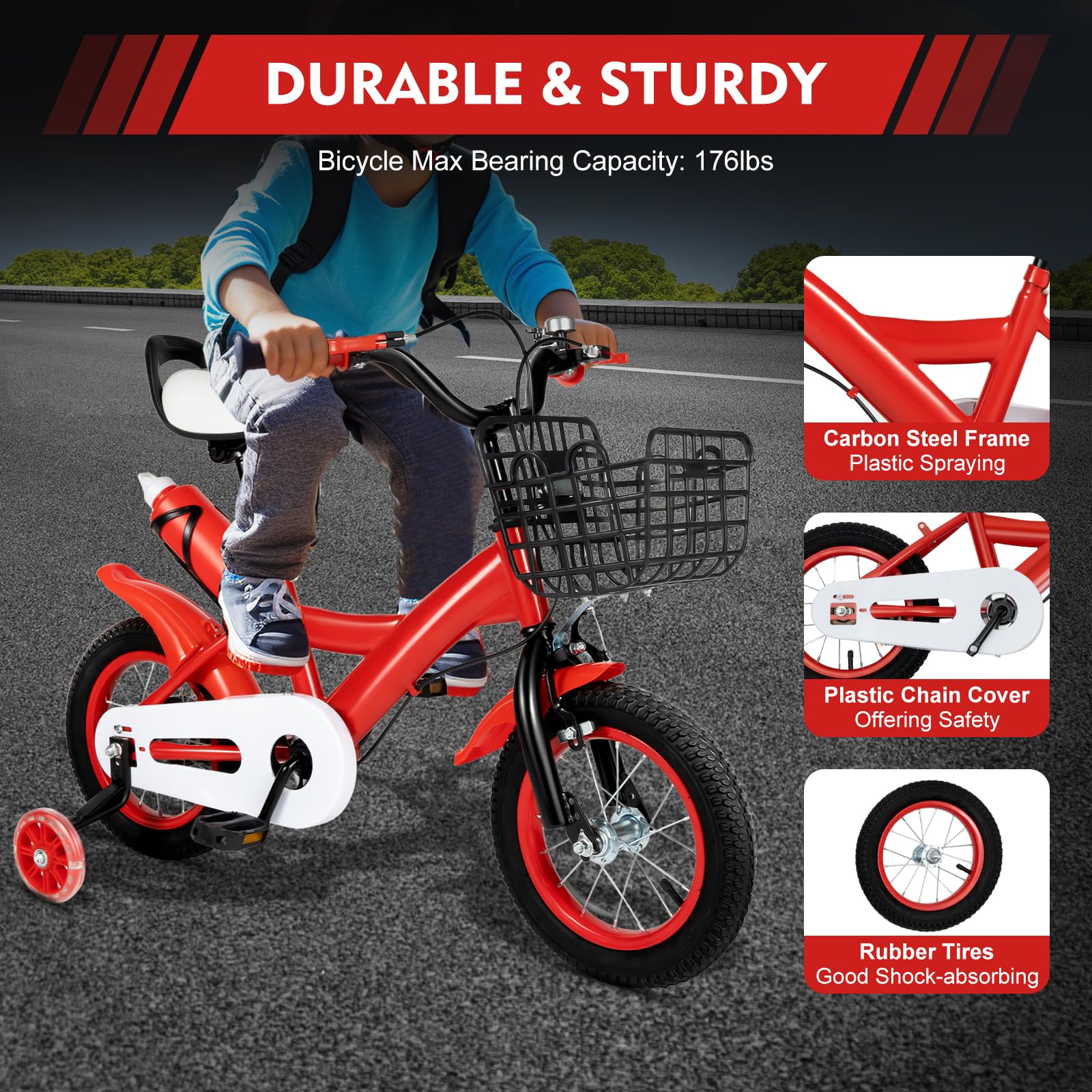 Amazon | 12インチ自転車、補助輪付き子供用自転車、アウトドア用