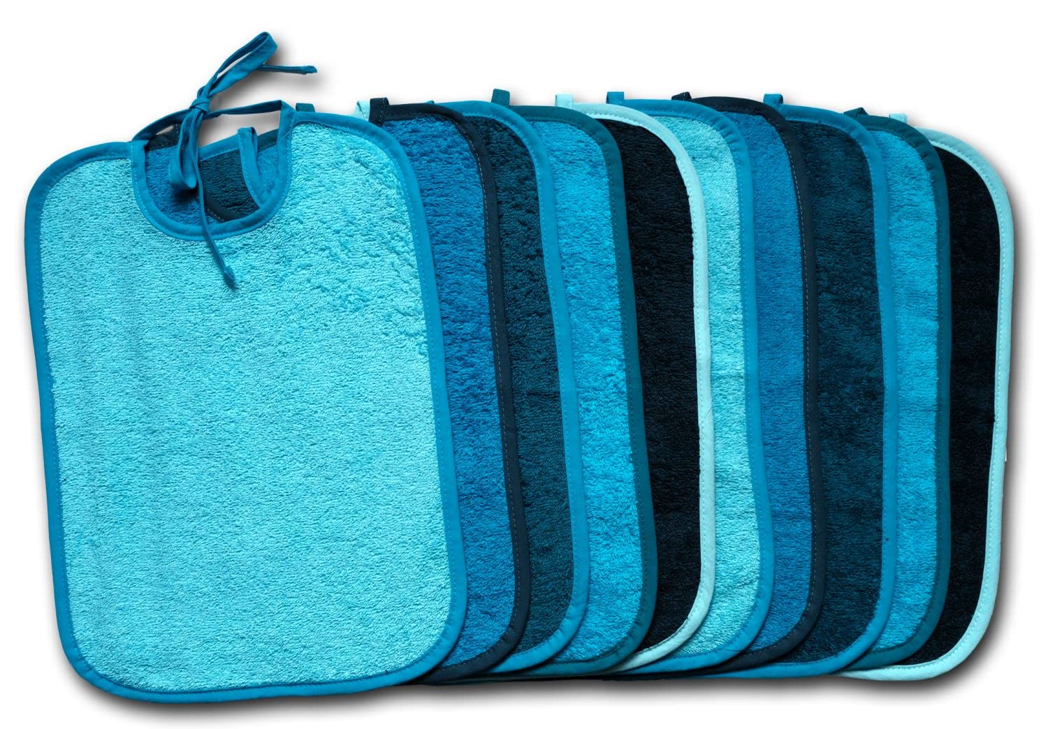 KiGATEX 10 x Babylätzchen aus 100% Baumwolle - Verstellbare Lätzchen - Extrem saugfähiger Frottee-Latz zum Binden - Öko-Tex zertifiziert - 30 x 40 cm