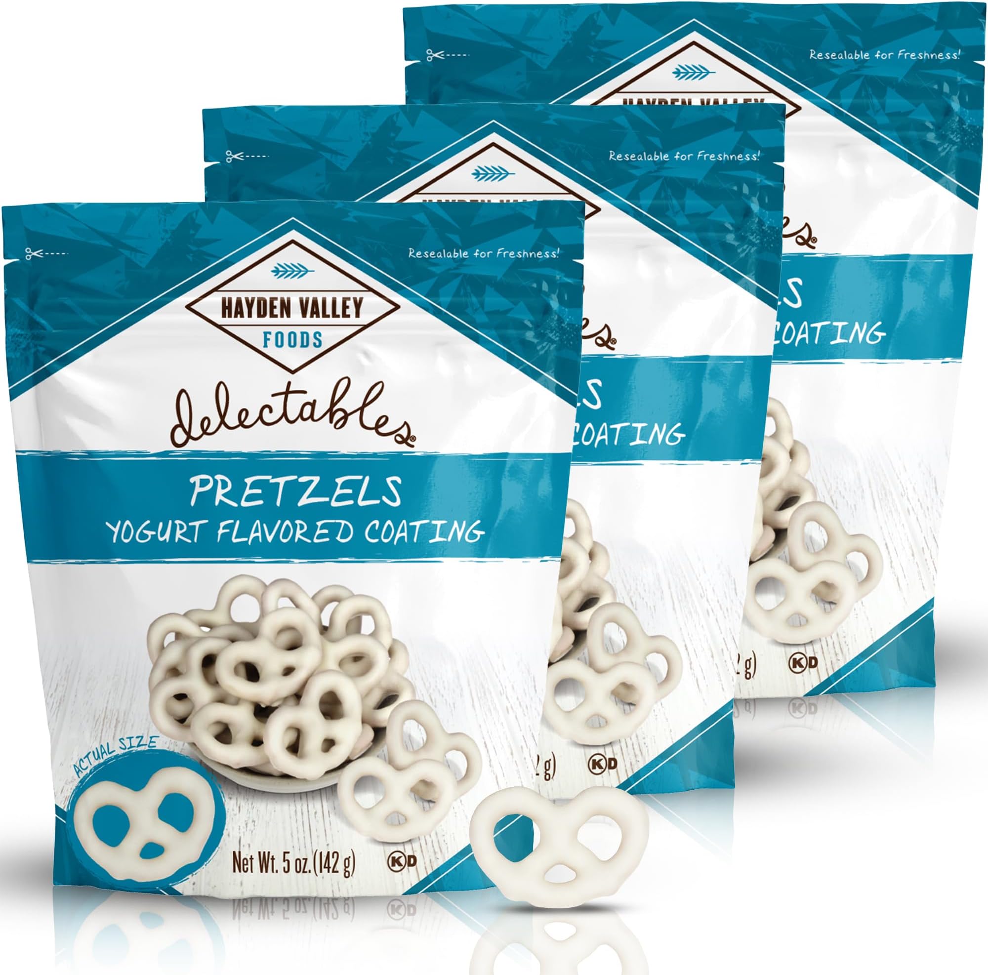 Hayden Valley Foods Vanilla Yogurt Flavored Covered Pretzels | 5oz Bags (Pack of 3) | No Artificial Flavors, Preservatives or Colors | Sweet Holiday White Snack