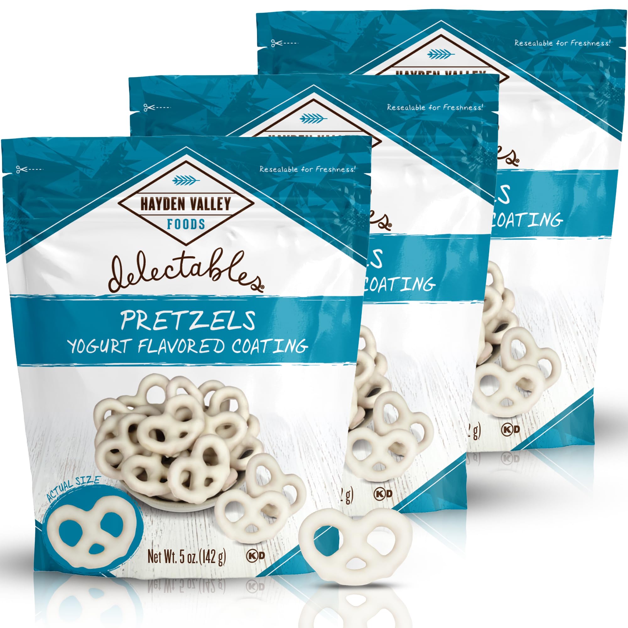 Hayden Valley Foods Vanilla Yogurt Flavored Covered Pretzels | 5oz Bags (Pack of 3) | No Artificial Flavors, Preservatives or Colors | Sweet Holiday White Snack