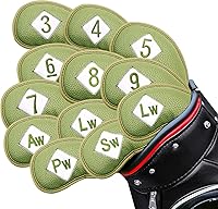 Vista 73 de FINGER TEN Premium Synthetic Leather Stylish Iron & Wedge Golf Head Covers Value 12 Piece Set, Embroidered Labels & Fits Most Clubs Gift Set, Travel