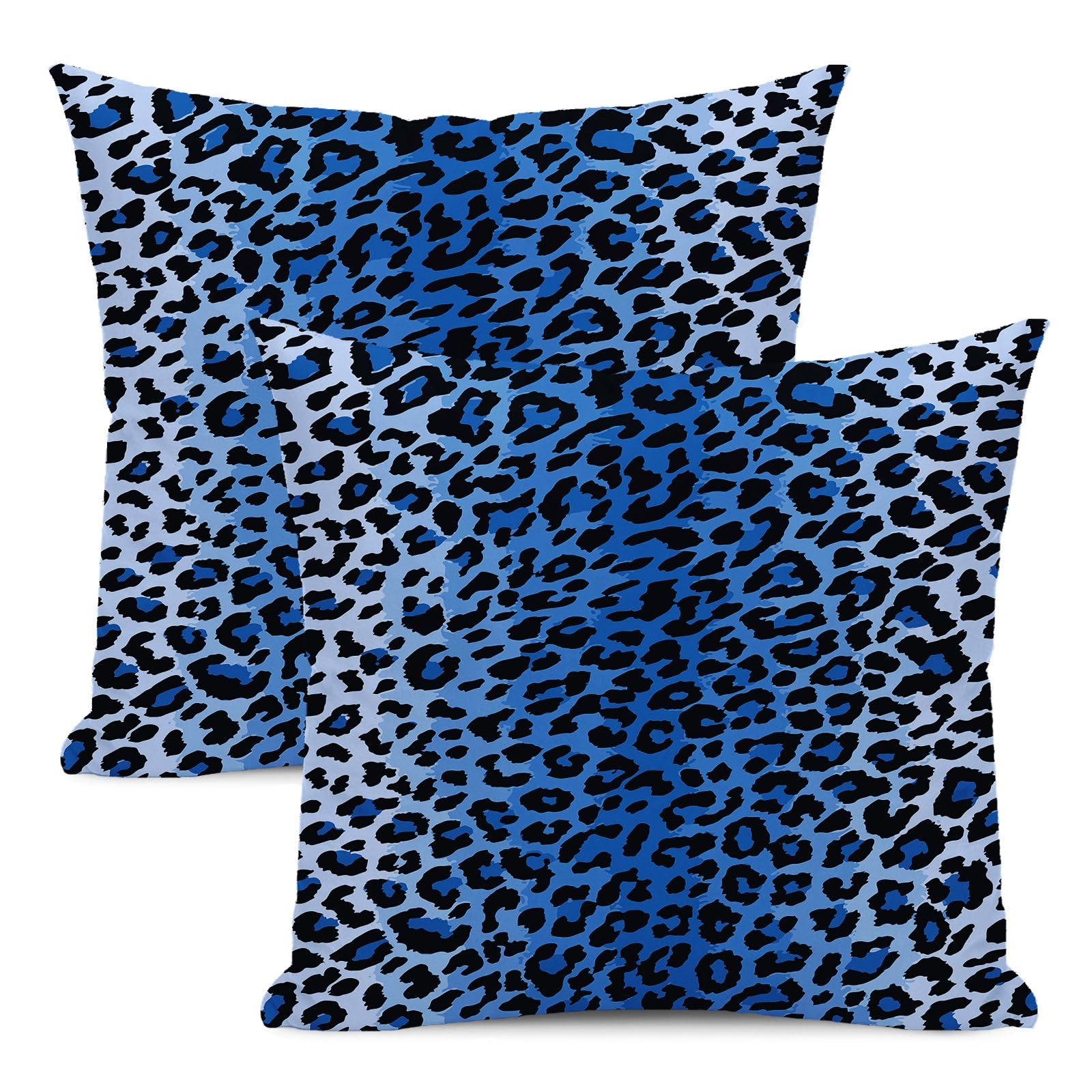 AEIOAE Navy Blue Leopard Print Pillow Covers 18x18 Inch 2 Pcs,Cheetah Print Decorative Throw Pillows,Animal Wildlife Farmhouse Indoor Outdoor Decor