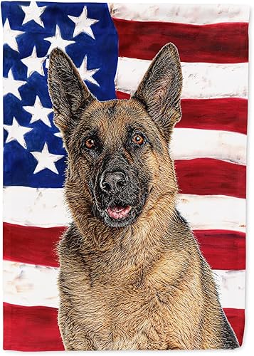 Miniatura 26 de Caroline's Treasures SS4017GF Bandera de Estados Unidos con Bulldog Inglés para jardín, bandera decorativa para patio exterior, patio, parterres,