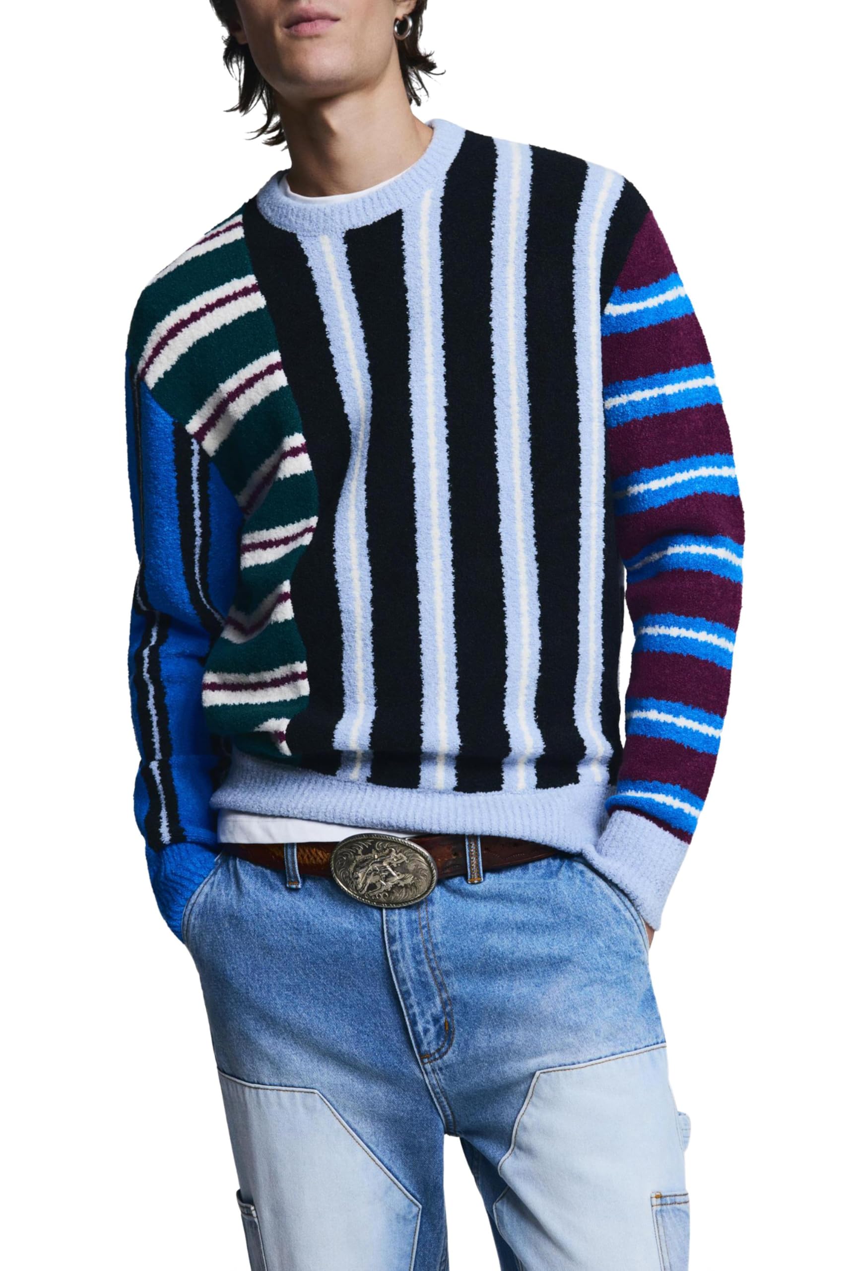 Desigual, Herren, Pullover, Mixed Stripes, Mehrfarbig, (S)