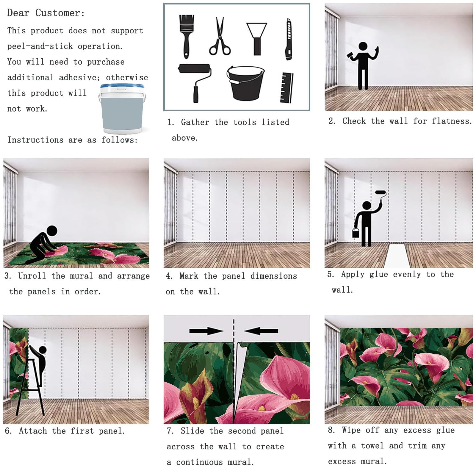 Fototapeta naturalna tropikalna Calla Liście Fotograficzne Mural Sypialnia Pokój dziecięcy, 400 x 280 cm Fototapeta artystyczna, zielona różowa