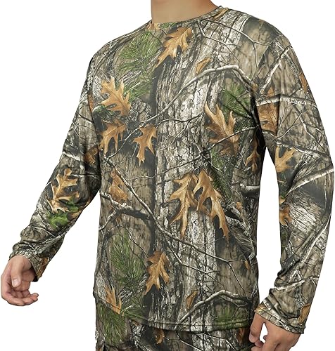 LOOGU Mens Hunting Camo Shirt Lightweight, Camouflage Shirts for Men Long Sleeve Shirt for Fishing Hiking Camping