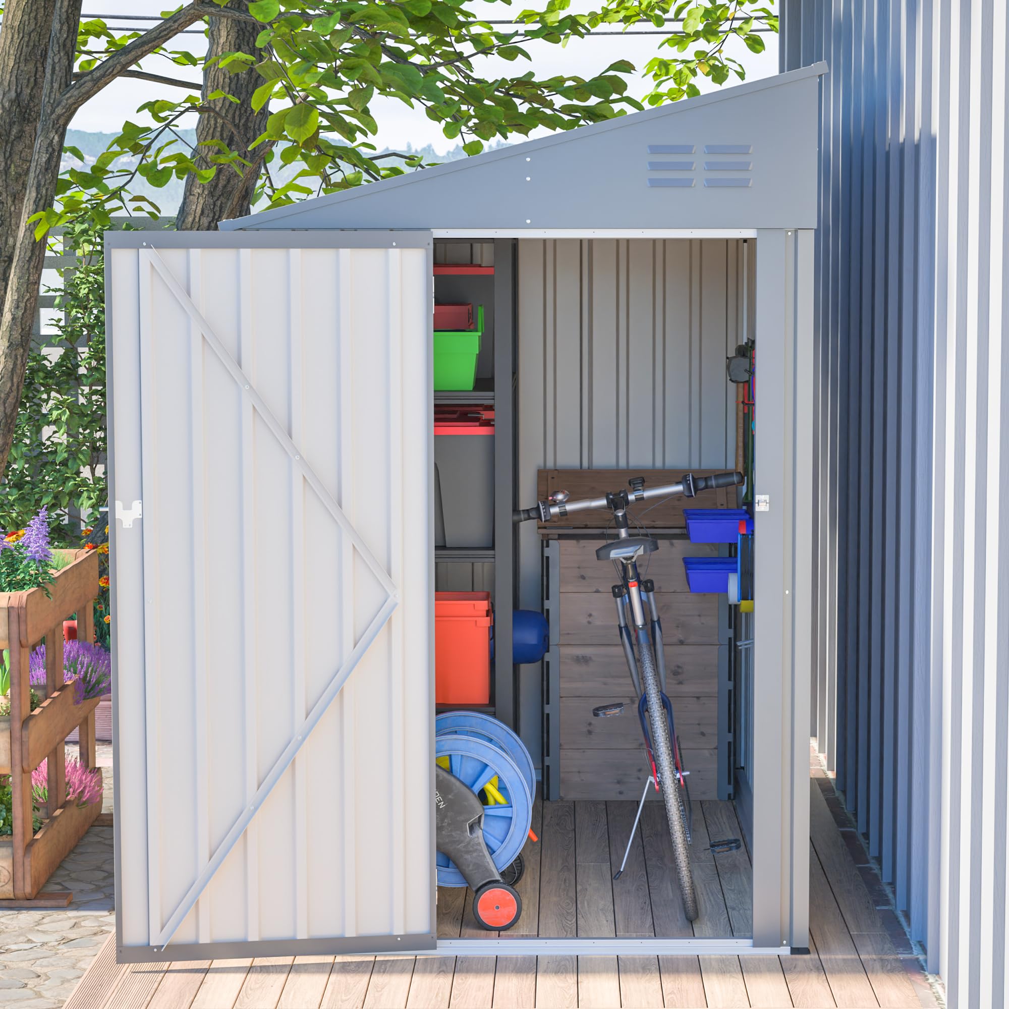 Amazon.com : YOPTO 4x7 FT Outdoor Storage Shed,Lean to Lockable