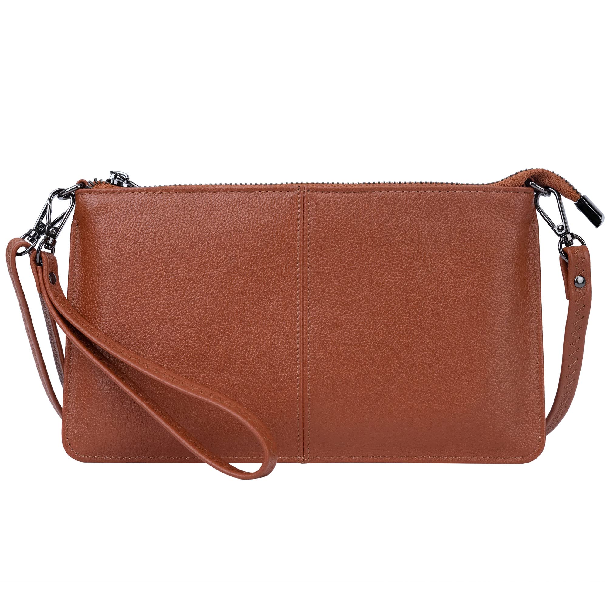 Bveyzi Genuine Leather Wristlet Purses for Women, Envelope Clutch Wallet Small Crossbody Bags for Dressy Evening