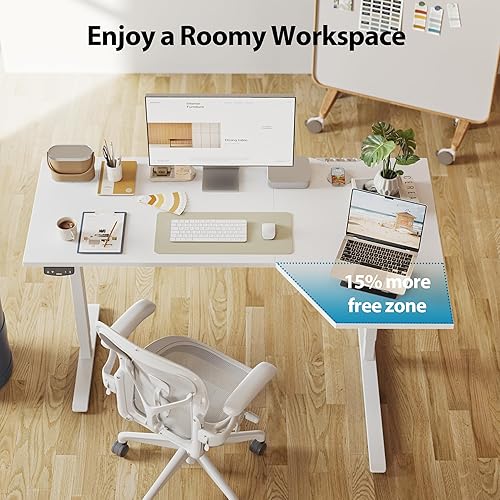 Miniatura 8 de Agilestic Escritorio eléctrico de pie en forma de L, escritorio ajustable de 55 pulgadas de altura, para sentarse y ponerse de pie para el trabajo,