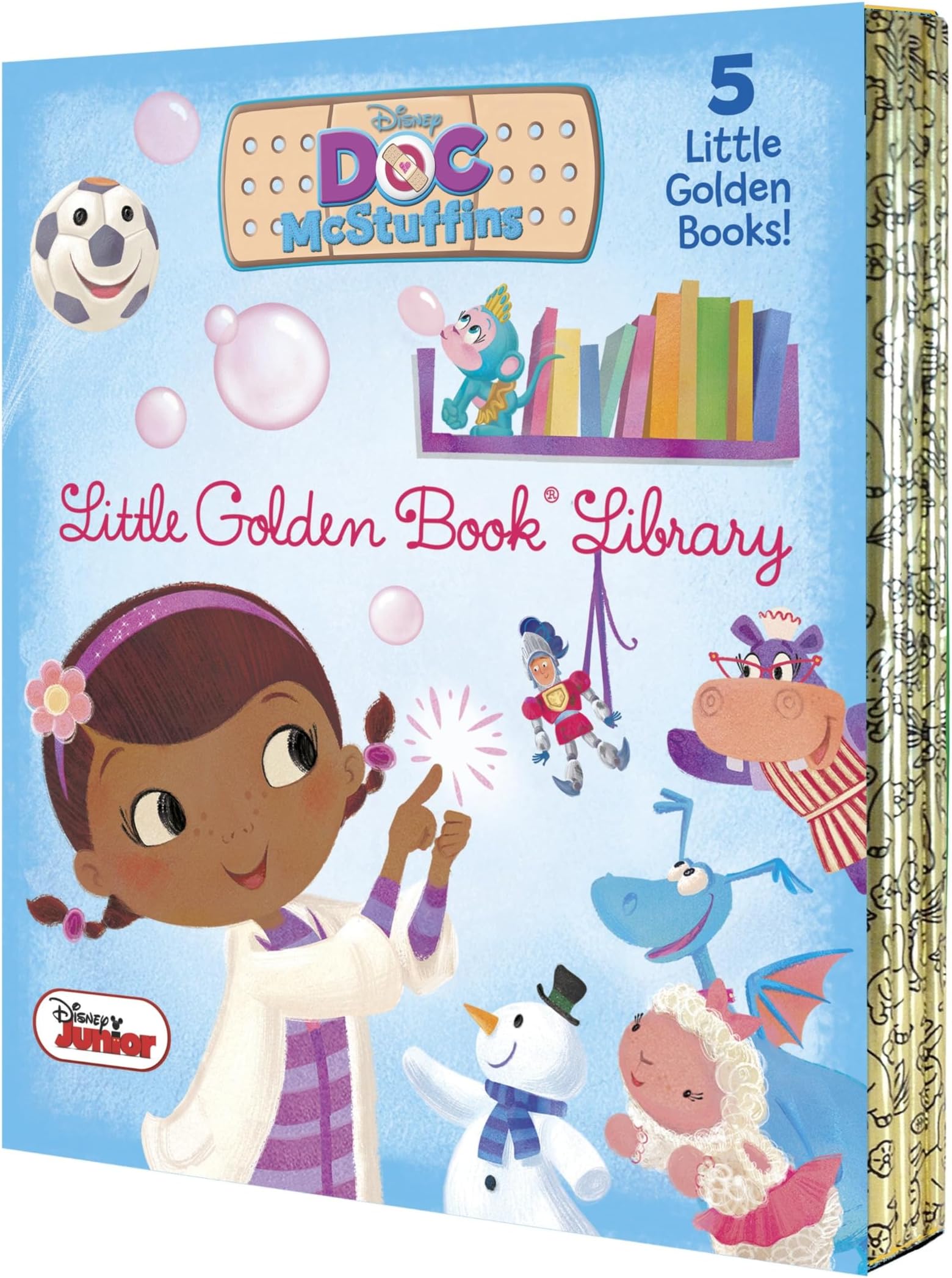 Doc McStuffins Little Golden Book Library (Disney Junior: Doc McStuffins): As Big as a Whale; Snowman Surprise; Bubble-rific!; Boomer Gets His Bounce Back; A Knight in Sticky Armor