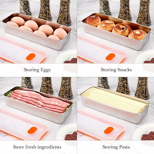 Miniatura 5 de Linkidea Organizadores y almacenamiento de refrigerador de acero inoxidable 304, organizador de nevera de tocino, almacenamiento de cocina de carnes