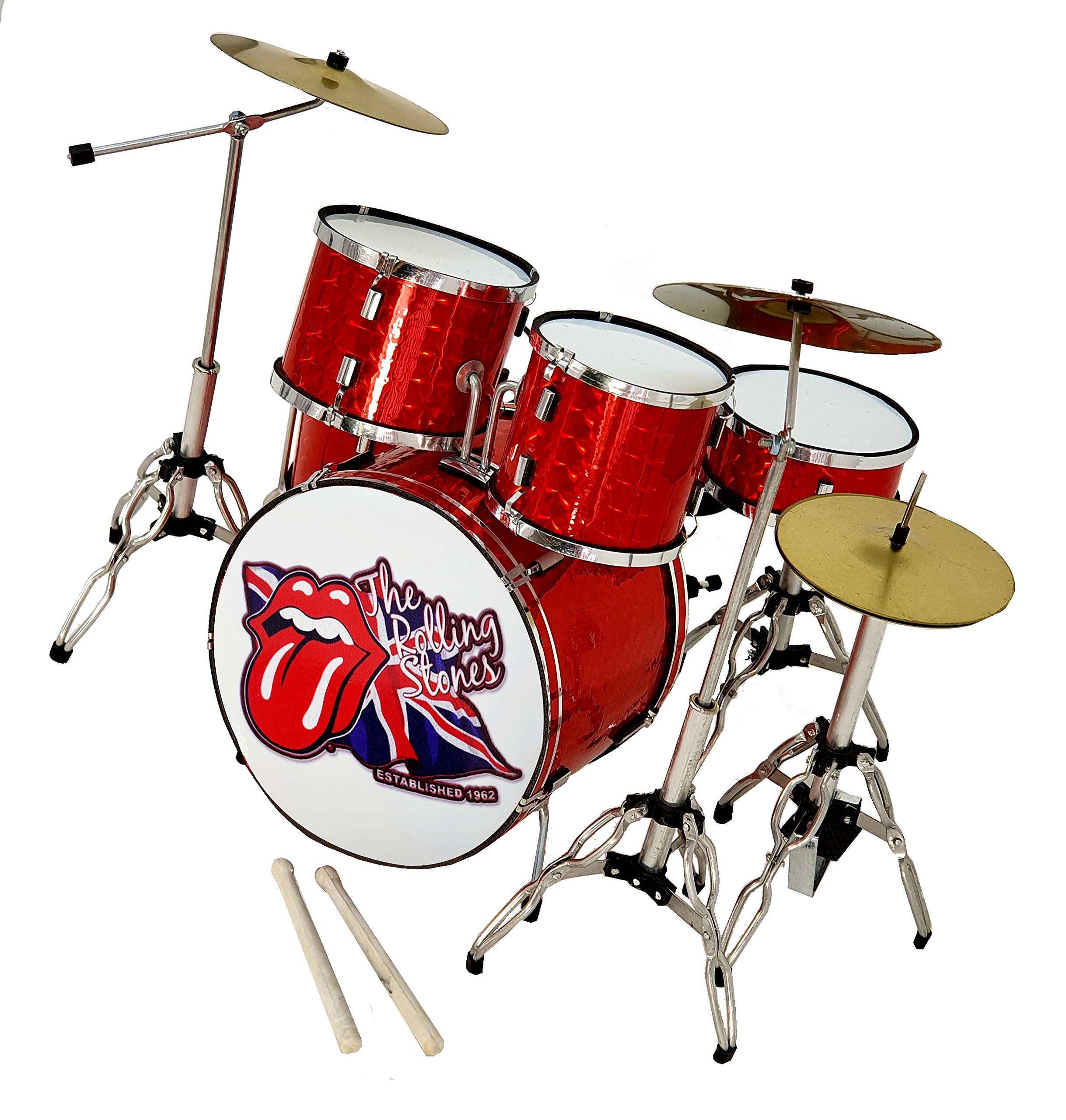 MINIATURA BATERÍA ACUSTICA ROJO CROMO MDR-0121 ROLLING REGALO MUSICAL ROCKMUSIC
