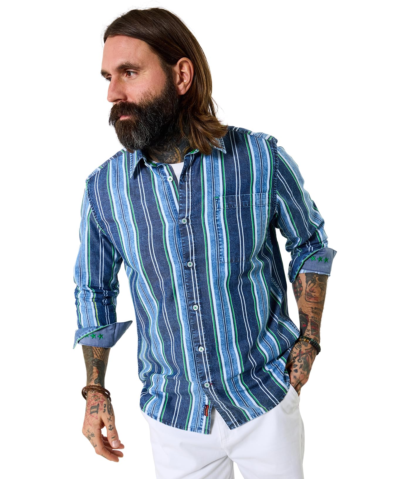 Sensational Striped Shirt Size Small Blue   Men's