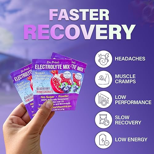 Miniatura 6 de Fórmula mezcla de electrolitos super hidratación de oligominerales Mezcla para preparar bebida deportiva sabor arándano-granada 30 paquetes Dr