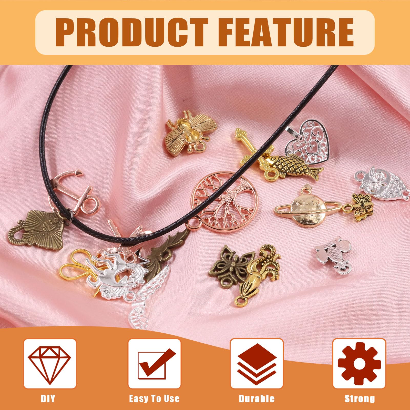 Tanstic 771Pcs 4 Colors Ribbon Ends Fastener Clasps Kit, Bookmark Pinch Crimp Ends with Jump Rings, Lobster Claw Clasps - Image 4