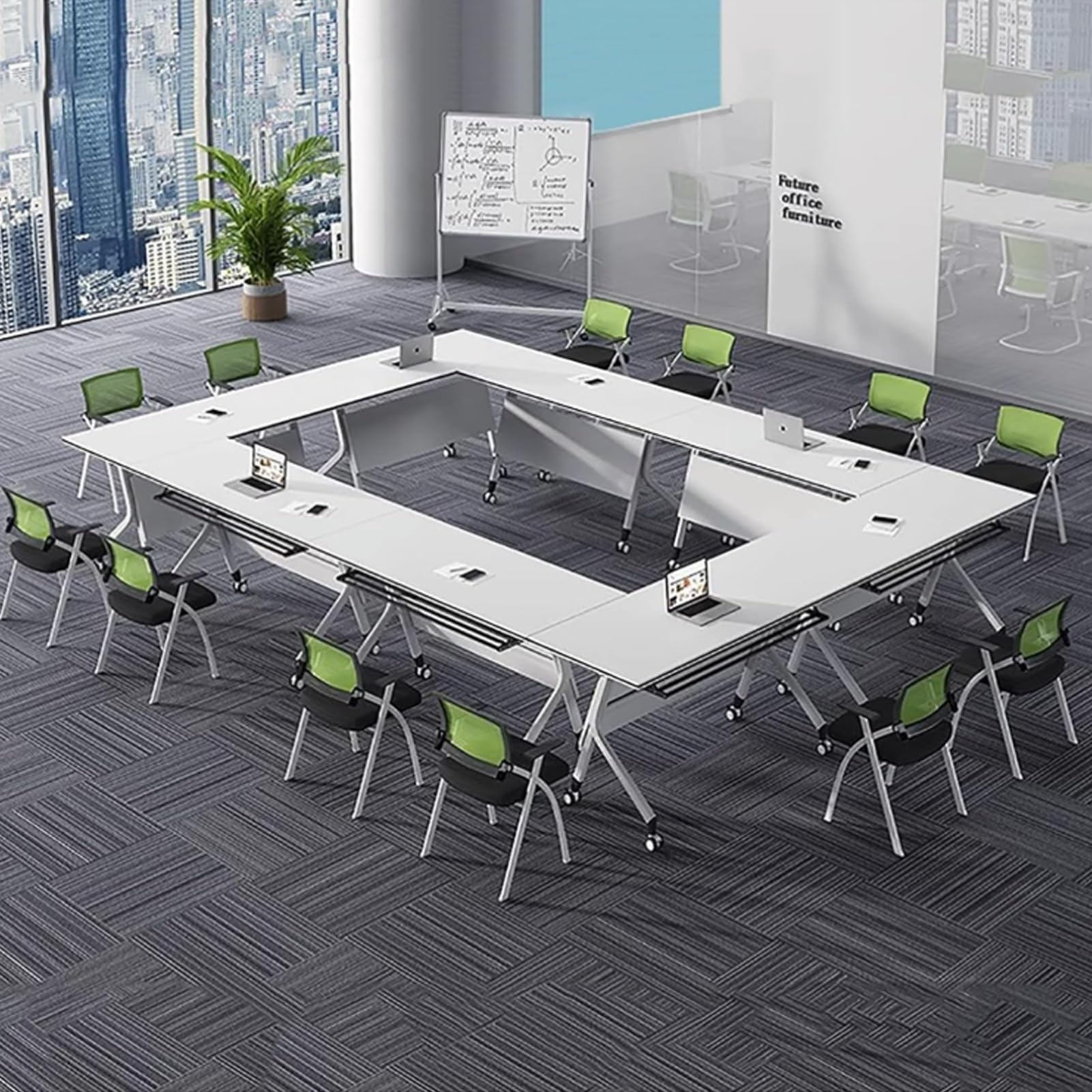 Faltbarer Konferenztisch mit leisen Rädern, Trainingstisch für Konferenzräume, tragbarer Chefschreibtisch für Bürogebrauch, praktisches, platzsparendes Design