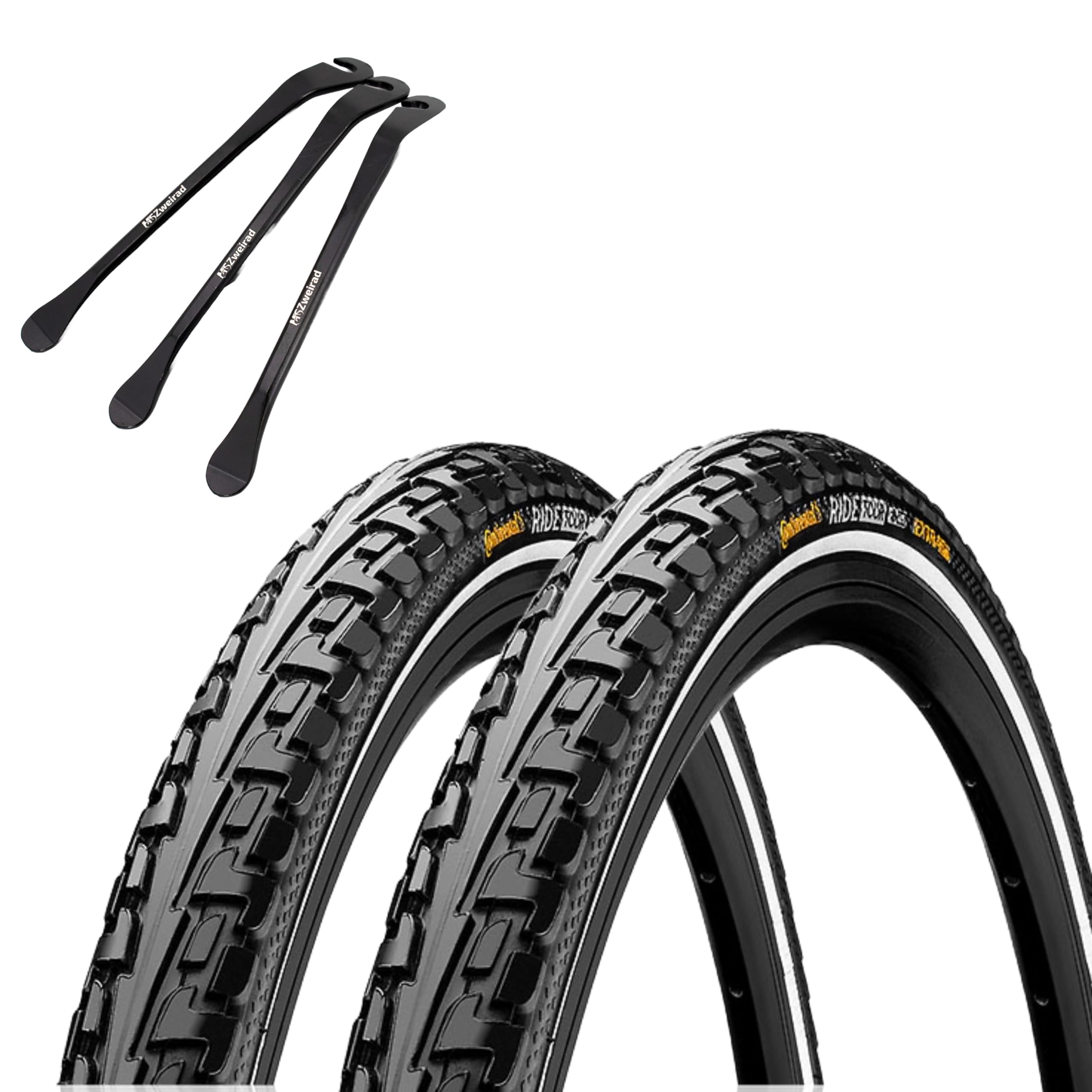 2er Set Continental Fahrradreifen Ride Tour Reflex 26x1.75 Zoll (47-559) auswählbar mit Schläuchen + 3 MSZweirad Metall Reifenheber