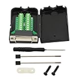 CERRXIAN DB15 Breakout Connector, DB15 D-SUB Female Solderless Serial to Screw Wiring Terminal Signal Module Breakout PCB Board with Plastic Case & Screws Long Bolt (Black) (FB)