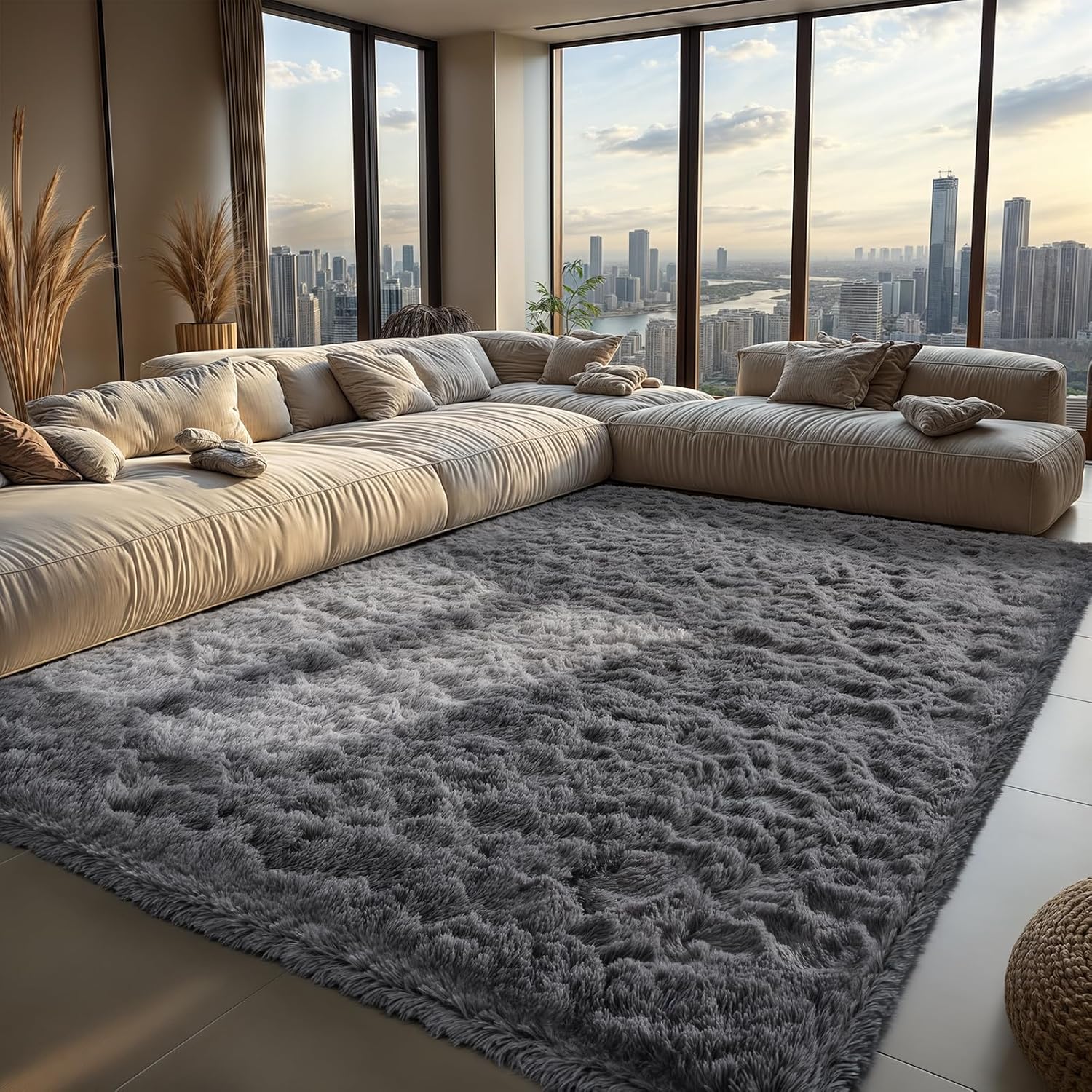 Zentavio Area Rugs for Living Room Grey Rugs for Bedroom 4×6 Carpet Fluffy Fuzzy Soft Shag Aesthetic Plush High Pile Gray Throw Rug for Nursery Kids Room Dorm