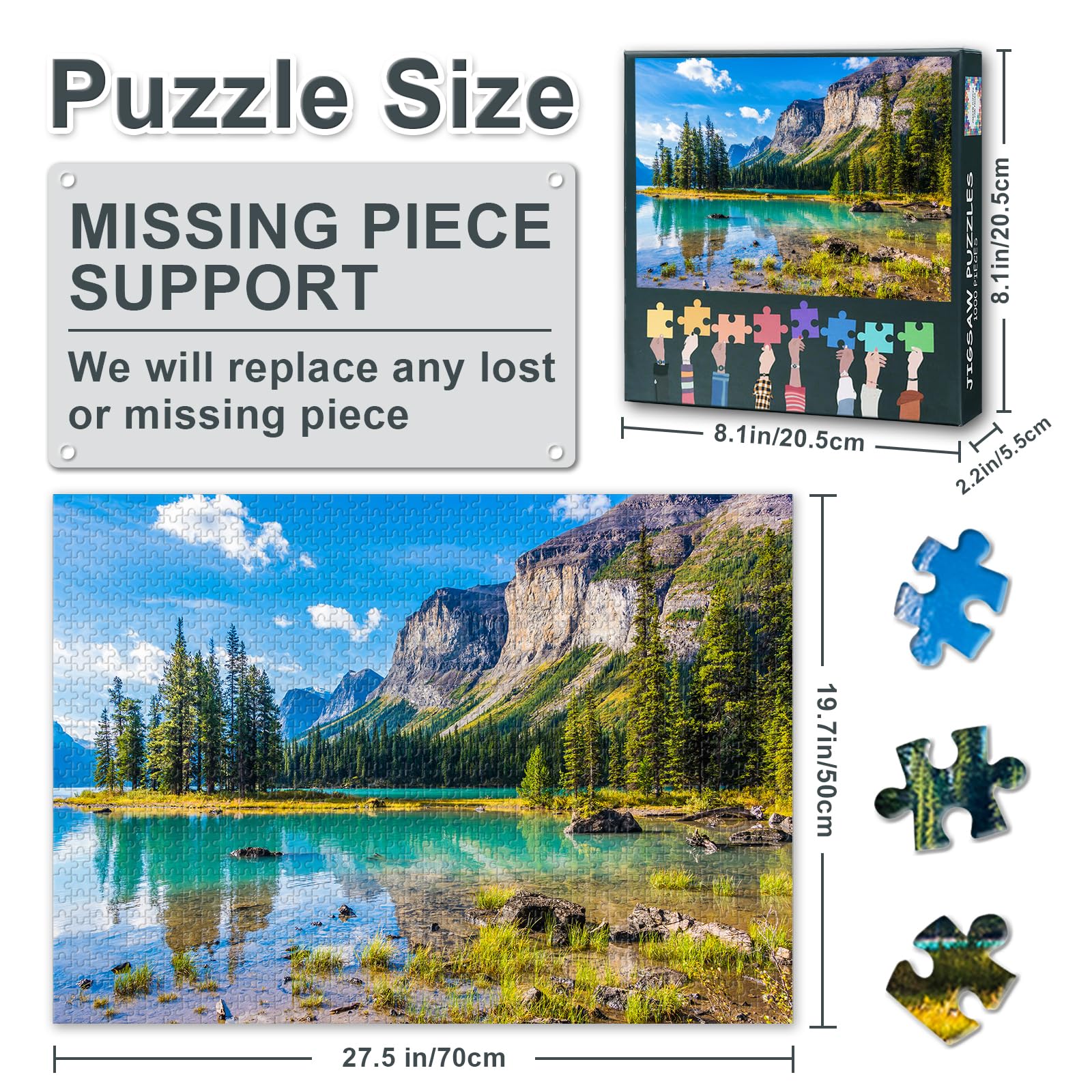 Modern Jigsaw Puzzle Set Spirit Island in Maligne Lake Picture Puzzles 1000 Pieces Aduots Jigsaw Beautiful Nature Landscape Pattern Puzzles for Men Lady Puzzle Gifts - Image 4