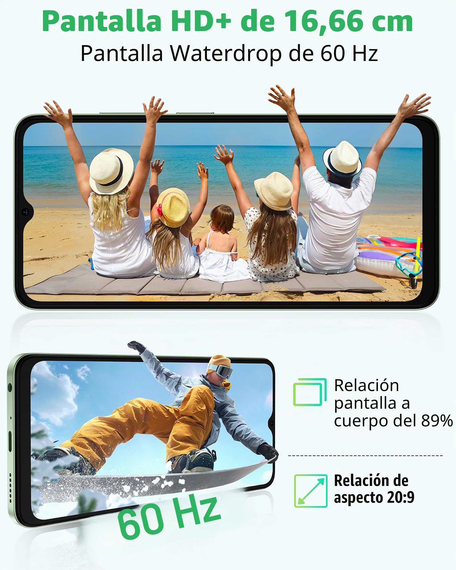 Ulefone Note 19 Moviles Android 14, 6GB+64GB/SD-512GB, Cámara 8MP+5MP, 5000mAh Batería Octa Core Teléfono Móvil Smartphone 6,56" HD+ 3 Ranuras para Tarjetas 4G Dual SIM/Face ID/GPS/OTG/FM Negro