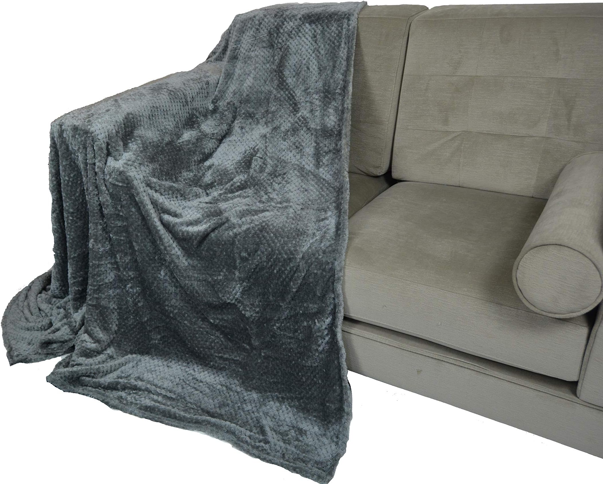Waffle Honeycomb Blanket / Throw (Double 150 x 200, Grey)