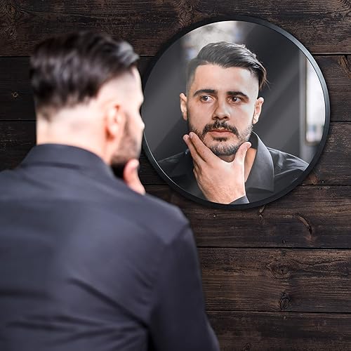 Miniatura 3 de HBCY Creations Espejo redondo pequeño, espejo de pared negro de 16 pulgadas para entrada, baño, sala de estar y más, espejo minimalista moderno para