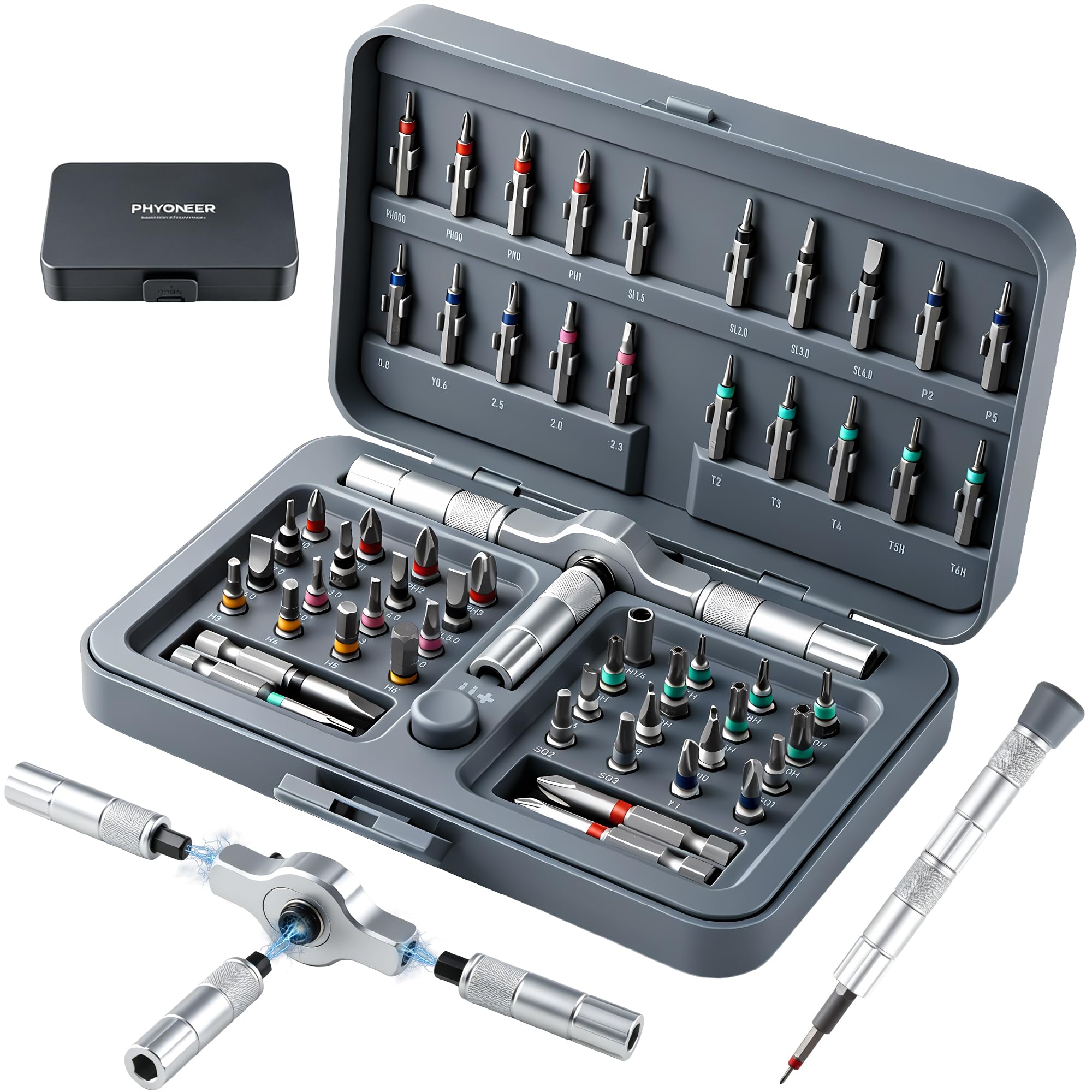 60 in 1 Magnetic Ratchet Screwdriver Set with Detachable T-Handle