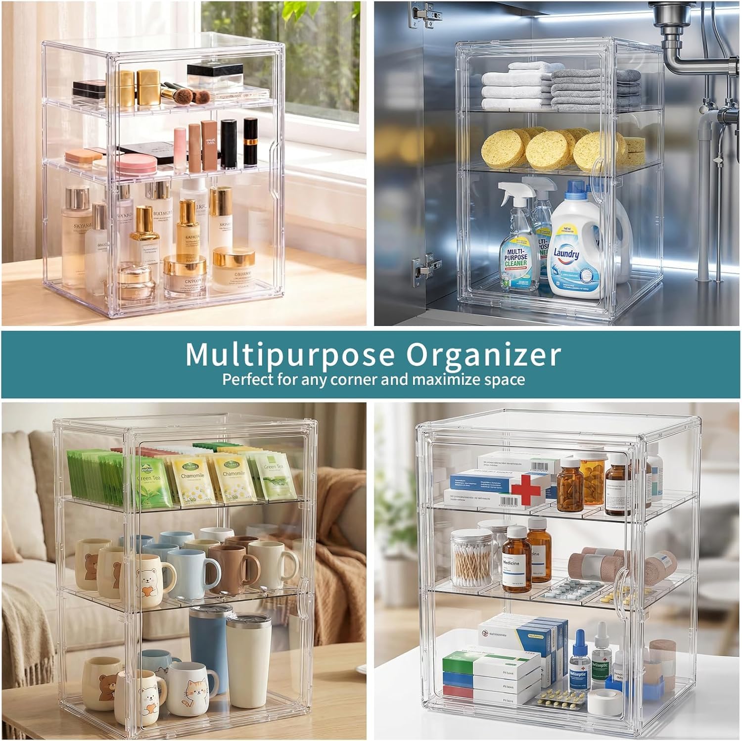 Acryl-Babyflaschen-Organizer mit Magnetverschluss, Aufbewahrung für Sauger und Pumparteile, geeignet für Küche, Bad & Haushalt